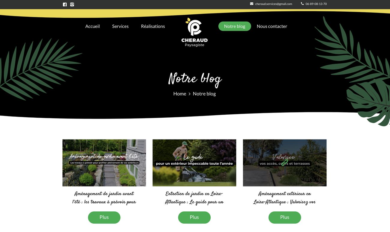 Site à la charte & création des réseaux d'un paysagiste